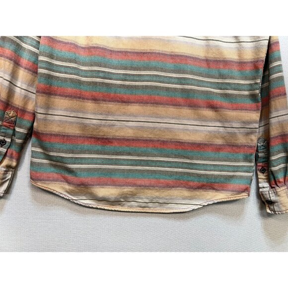 Modern Amusement Men's Hooded Button-Up Shirt Jacket Stretch Size M Multi Stripe - Picture 12 of 12